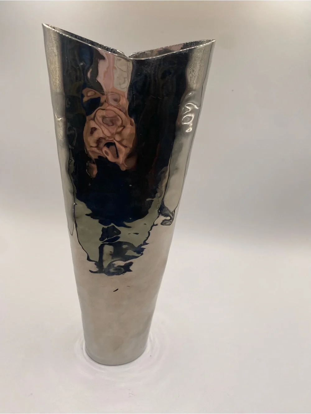 Mary Jurek Polished Silver Reflective Floor Vase